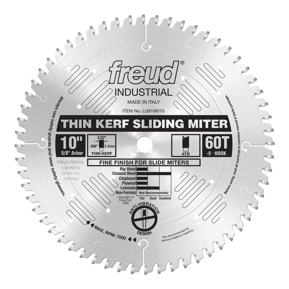 Freud 10 in. D X 5/8 in. Fine Finish TiCo Hi-Density Carbide Circular Saw Blade 60 teeth 1 pk