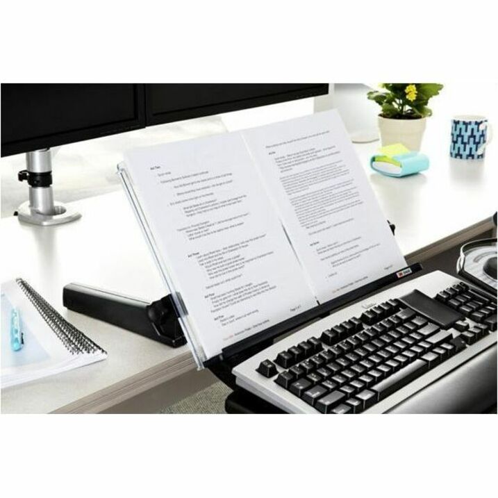 3M In-Line Document Holder - 4" Height x 18" Width - Black, Clear - Plastic