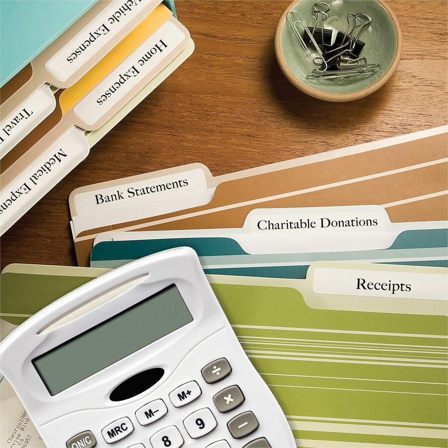 Avery® File Folder Labels - 2/3" Width x 3 7/16" Length - Permanent Adhesive - Rectangle - Inkjet, Laser - Matte - White