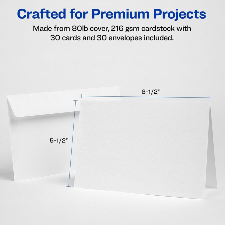 Avery® Half-Fold Greeting Cards & Envelopes, Matte White (8316) - 96 Brightness - 8 1/2" x 5 1/2" - 80 lb Basis Weight -