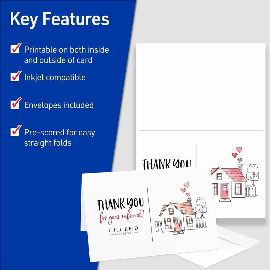 Avery® Half-Fold Greeting Cards & Envelopes, Matte White (8316) - 96 Brightness - 8 1/2" x 5 1/2" - 80 lb Basis Weight -