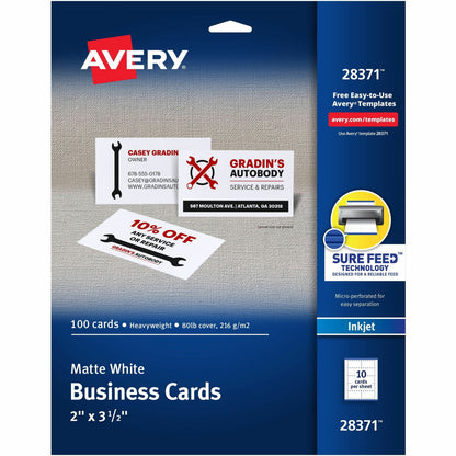 Avery® Printable Business Cards with SureFeed - 97 Brightness - 8 1/2" x 11" - 80 lb Basis Weight - 216 g/m² Grammage - 