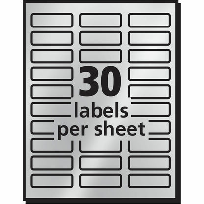Avery® Gold Foil Mailing Labels - 3/4" Width x 2 1/4" Length - Permanent Adhesive - Rectangle - Inkjet - Silver - Paper 