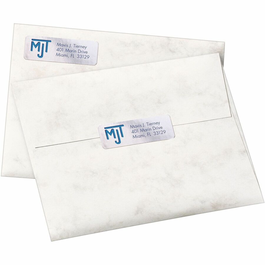 Avery® Gold Foil Mailing Labels - 3/4" Width x 2 1/4" Length - Permanent Adhesive - Rectangle - Inkjet - Silver - Paper 