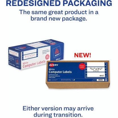 Avery® Continuous Form Computer Labels - 3 1/2" Length - Permanent Adhesive - Rectangle - Dot Matrix - White - 1 / Sheet