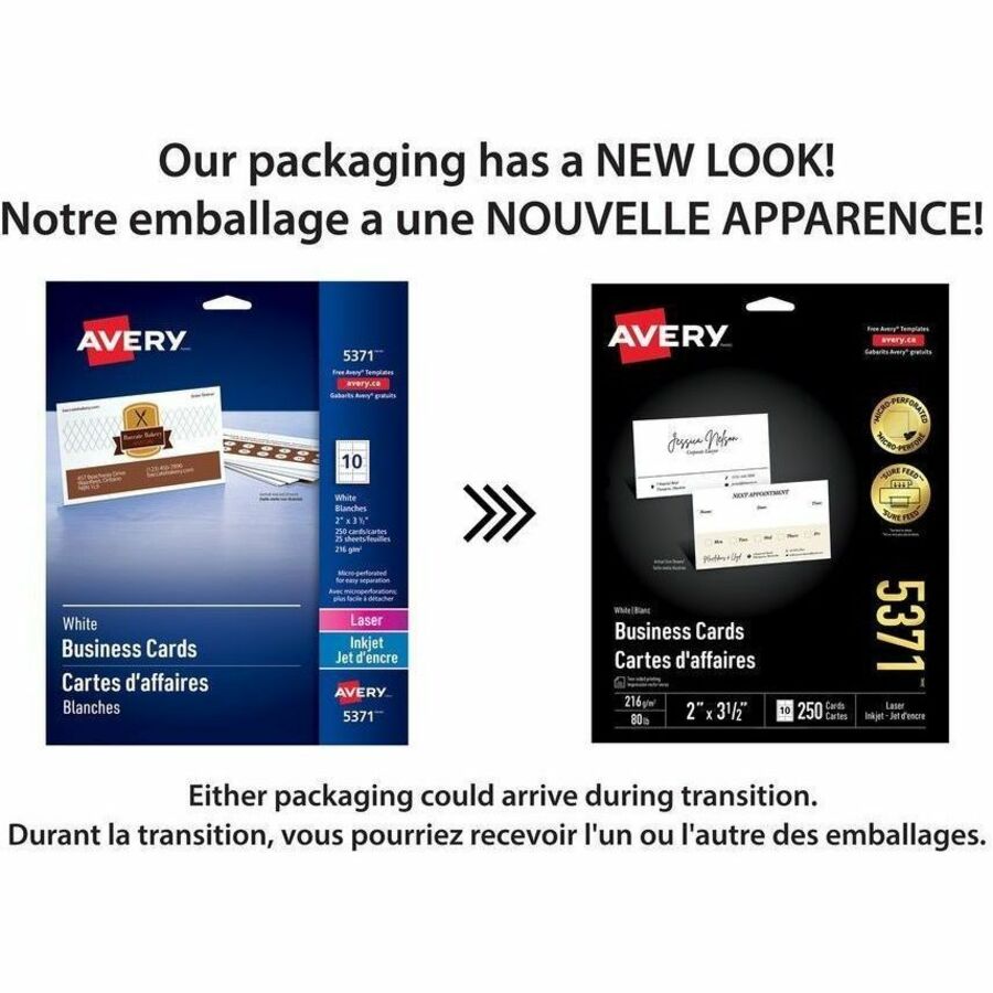 Avery® Business Cards with Sure Feed™ Technology - 216 g/m² Grammage - FSC - Micro Perforated, Uncoated, Heavyweight, Pe