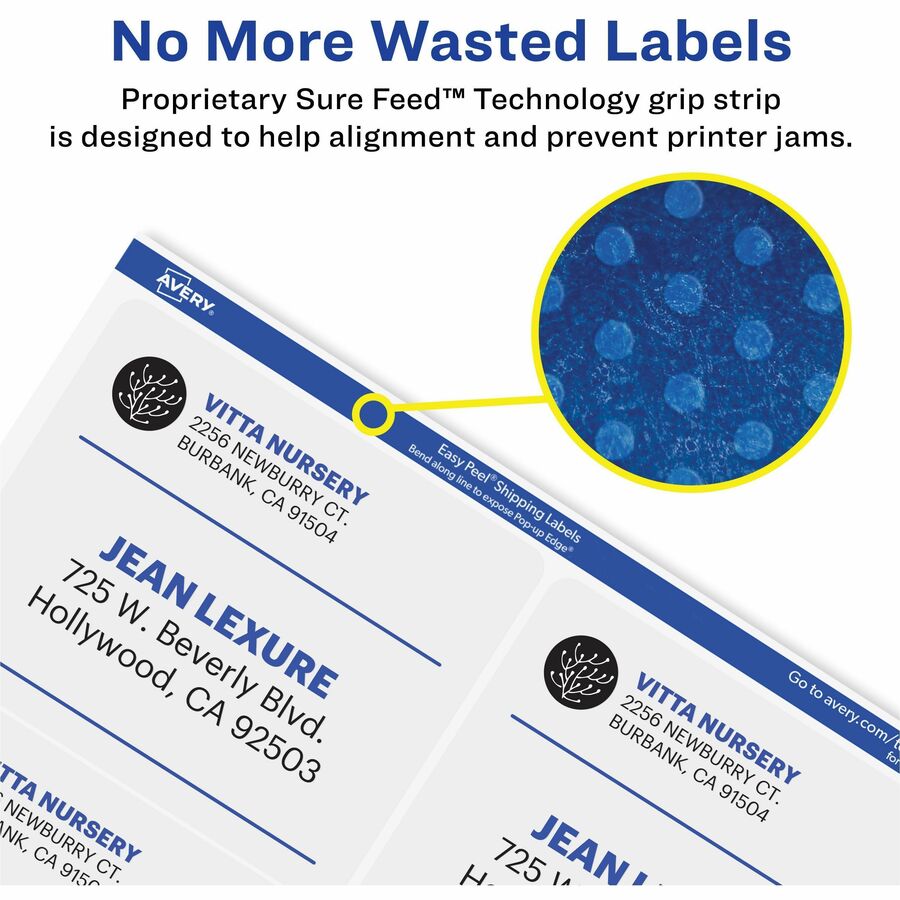 Avery® Clear Shipping Labels, Sure Feed, 2" x 4" , 500 Labels (5663) - 2" Width x 4" Length - Permanent Adhesive - Recta