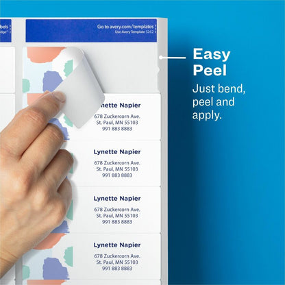Avery® Easy Peel Return Address Labels - 1 21/64" Width x 4" Length - Permanent Adhesive - Rectangle - Laser - Clear - F