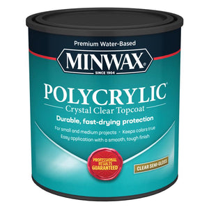 Minwax Polycrylic Semi-Gloss Crystal Clear Water-Based Polyurethane 1 qt 64444444