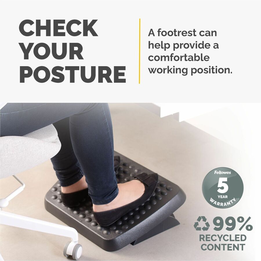 Fellowes Standard Foot Rest - Graphite - 1 Each