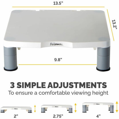 Fellowes Standard Monitor Riser - Up to 21" Screen Support - 60 lb Load Capacity - CRT, LCD Display Type Supported - 1 E