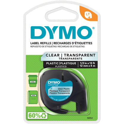 Dymo Letra Tag Labelmaker Tapes - x 1/2" Width - Direct Thermal - Clear - Plastic - 1 Each