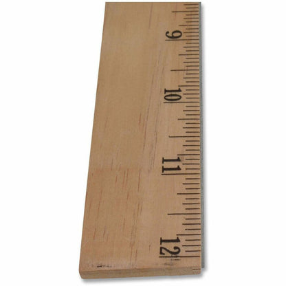 Westcott 12" Dual-Sided Inches/Metric Wood Ruler - 12" Length x 1" Width - 1/16 Graduations - Metric, Imperial Measuring