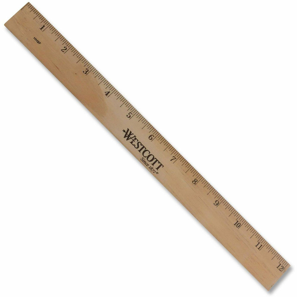 Westcott 12" Dual-Sided Inches/Metric Wood Ruler - 12" Length x 1" Width - 1/16 Graduations - Metric, Imperial Measuring