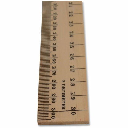 Westcott 12" Dual-Sided Inches/Metric Wood Ruler - 12" Length x 1" Width - 1/16 Graduations - Metric, Imperial Measuring