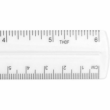 Westcott Clear Plastic Ruler - 6" Length x 1" Width - 1/16 Graduations - Metric, Imperial Measuring System - Plastic - C