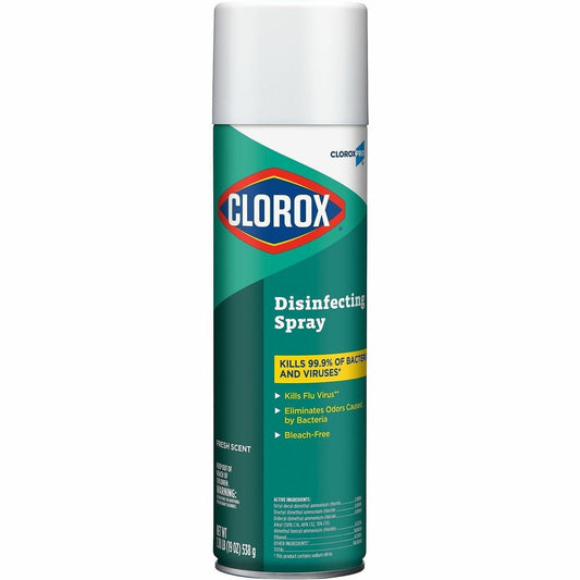 CloroxPro™ Disinfecting Spray - Spray - 19 fl oz (0.6 quart) - Fresh Scent - Pleasant Scent, Disinfectant - Green - 1 Ea