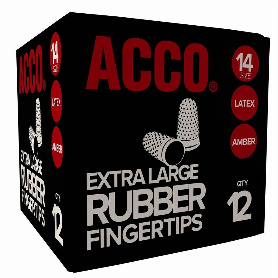 ACCO Rubber Finger Tips - #14 with 0.88" Diameter - Extra Large Size - Rubber - Amber - 12 / Box