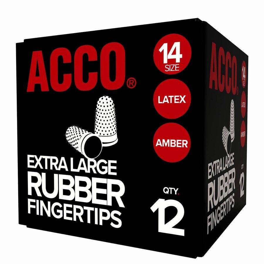 ACCO Rubber Finger Tips - #14 with 0.88" Diameter - Extra Large Size - Rubber - Amber - 12 / Box