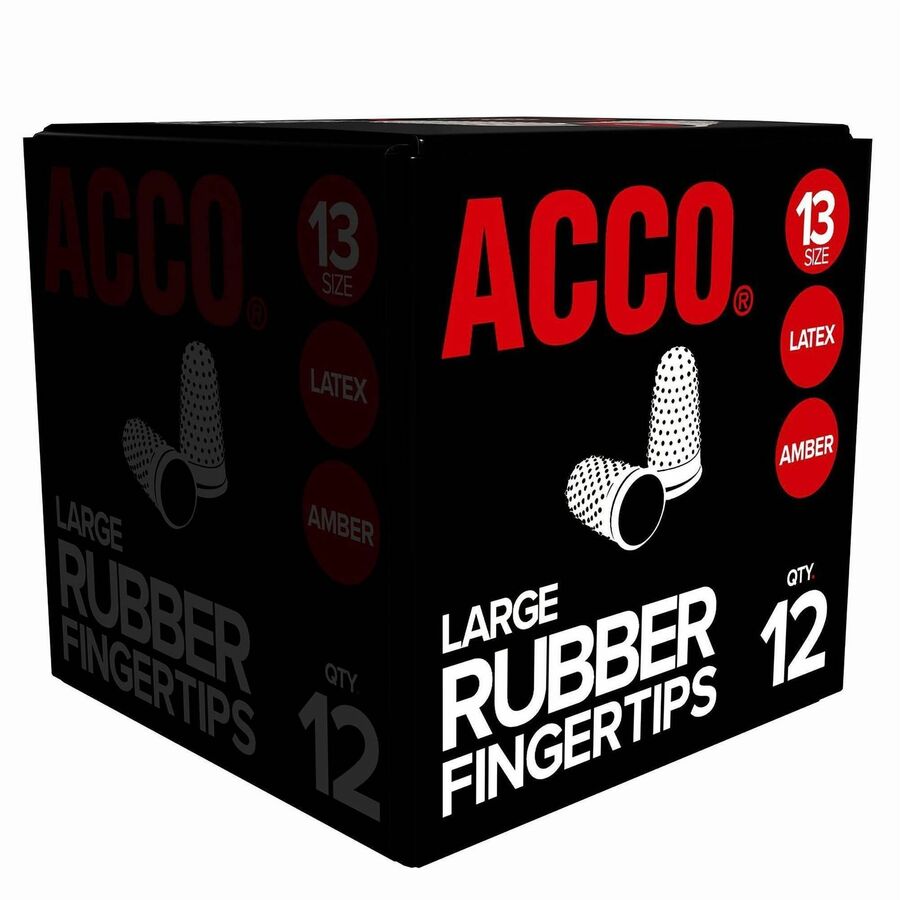 ACCO Rubber Finger Tips - #13 with 0.75" Diameter - Large Size - Rubber - Amber - 12 / Box