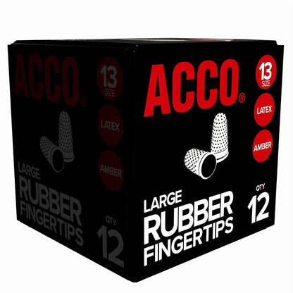 ACCO Rubber Finger Tips - #13 with 0.75" Diameter - Large Size - Rubber - Amber - 12 / Box