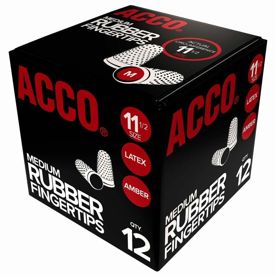 ACCO Rubber Finger Tips - #13 with 0.75" Diameter - Large Size - Rubber - Amber - 12 / Box