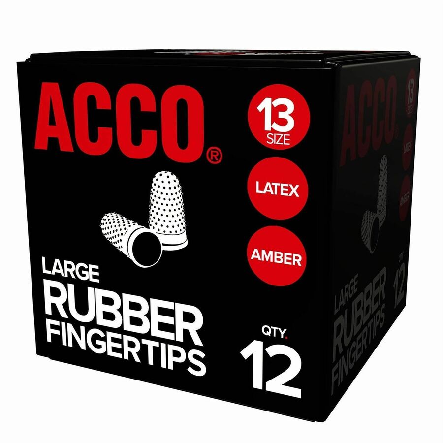 ACCO Rubber Finger Tips - #13 with 0.75" Diameter - Large Size - Rubber - Amber - 12 / Box