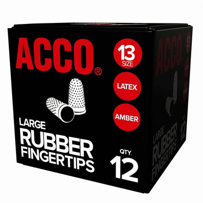 ACCO Rubber Finger Tips - #13 with 0.75" Diameter - Large Size - Rubber - Amber - 12 / Box