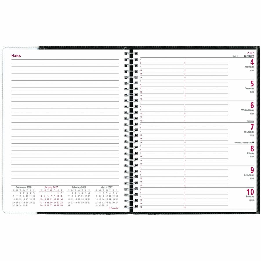 Brownline Pre-Vu 12-Month Weekly Planner - Weekly - 12 Month - January 2027 to December 2027 - 7:00 AM to 6:00 PM - Hour
