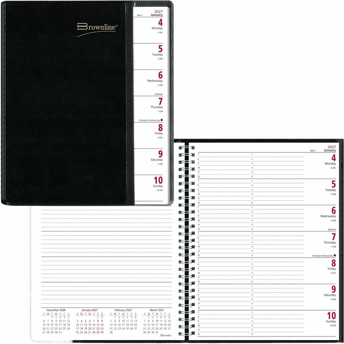 Brownline Pre-Vu 12-Month Weekly Planner - Weekly - 12 Month - January 2027 to December 2027 - 7:00 AM to 6:00 PM - Hour