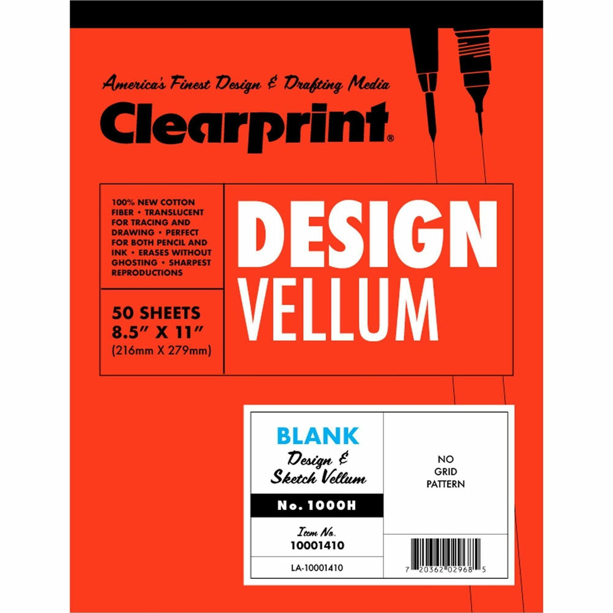 Clearprint Design Vellum Pad - Letter - 50 Sheets - Plain - 16 lb Basis Weight - Letter - 8 1/2" x 11" Sheet Size - Whit
