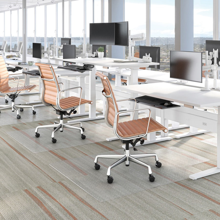 Deflecto EconoMat for Carpet - Carpeted Floor - 53" Length x 45" Width - Lip Size 12" Length x 25" Width - Vinyl - Clear