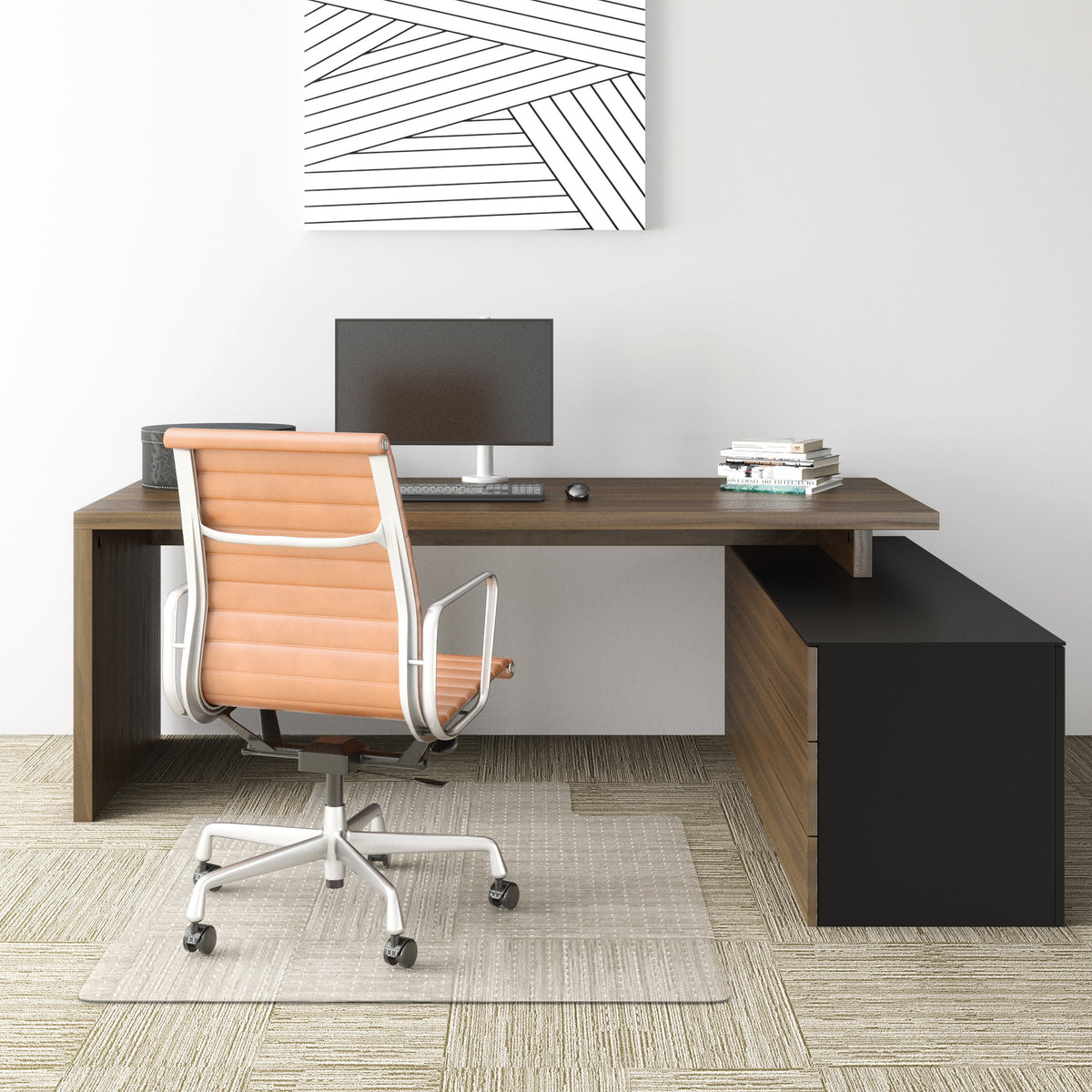 Deflecto EconoMat for Carpet - Carpeted Floor - 53" Length x 45" Width - Lip Size 12" Length x 25" Width - Vinyl - Clear