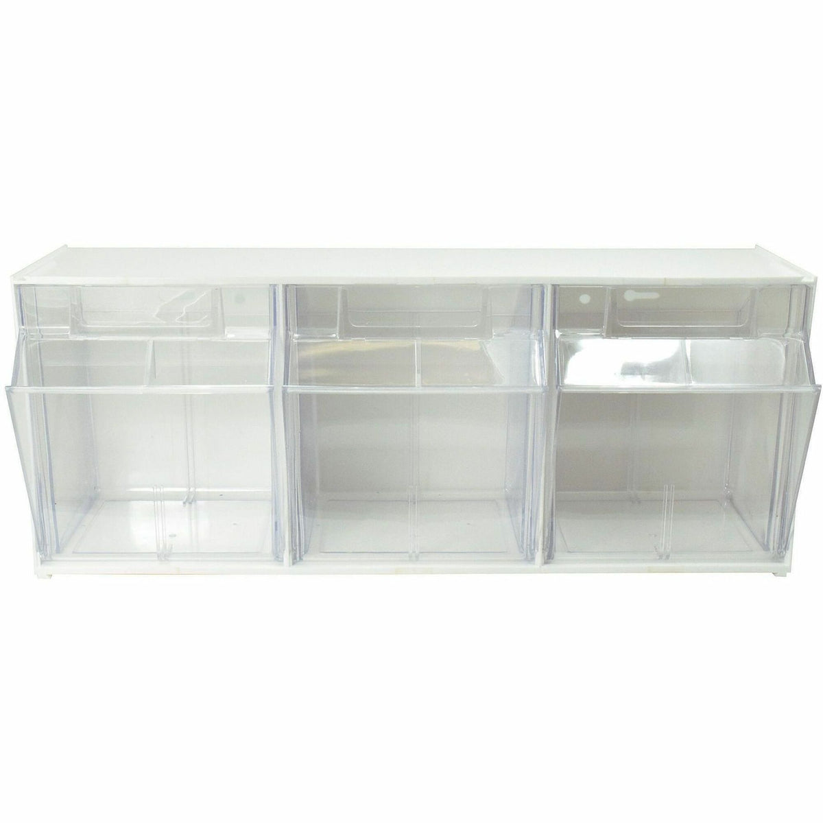 Deflecto Tilt Bin Interlocking Multi-Bin Storage Organizer - 3 Compartment(s) - 9.50" Height x 23.63" Width x 7.75" Dept