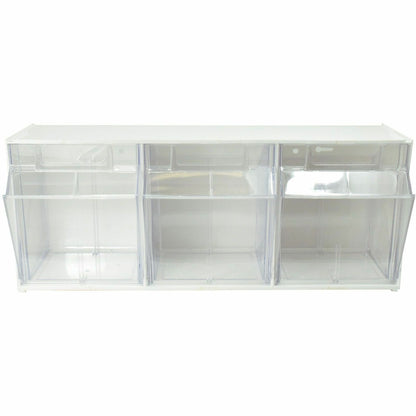 Deflecto Tilt Bin Interlocking Multi-Bin Storage Organizer - 3 Compartment(s) - 9.50" Height x 23.63" Width x 7.75" Dept