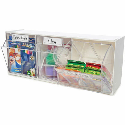 Deflecto Tilt Bin Interlocking Multi-Bin Storage Organizer - 3 Compartment(s) - 9.50" Height x 23.63" Width x 7.75" Dept