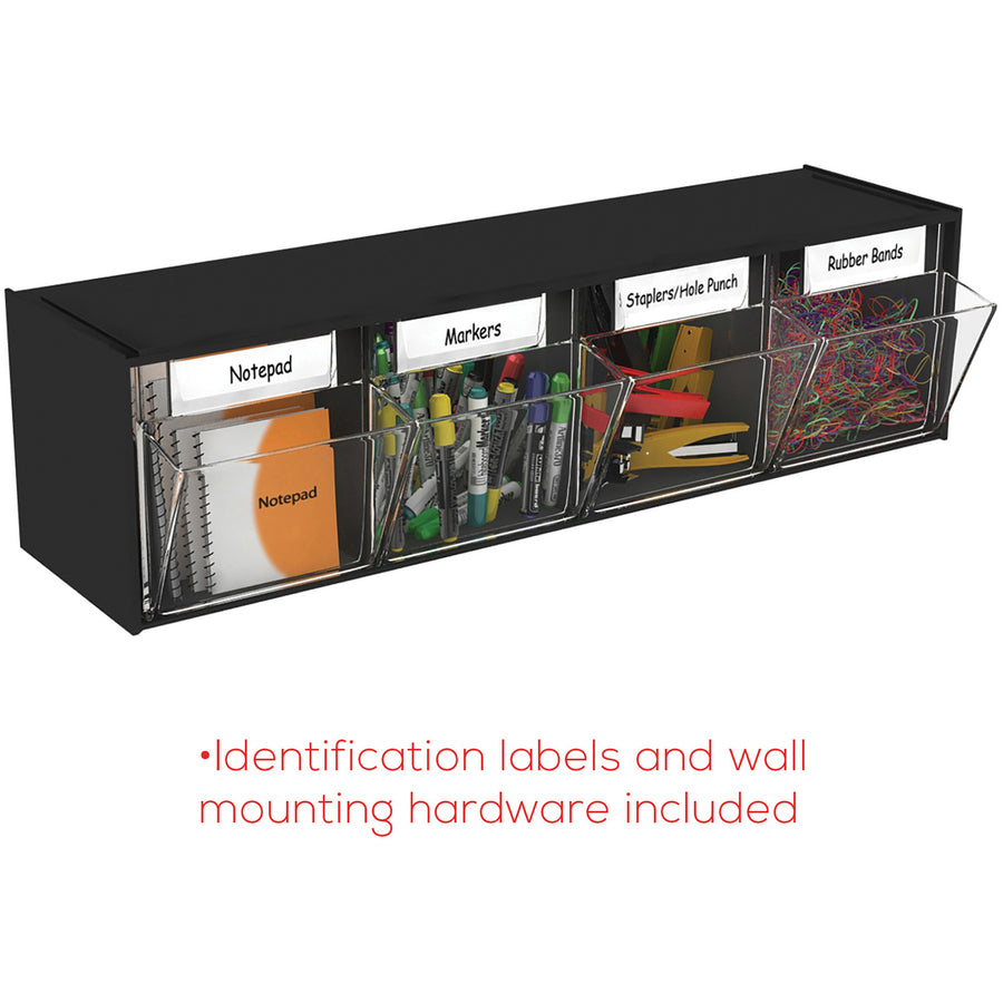 Deflecto Tilt Bin Interlocking Multi-Bin Storage Organizer - 4 Compartment(s) - 8.13" Height x 23.63" Width x 6.62" Dept
