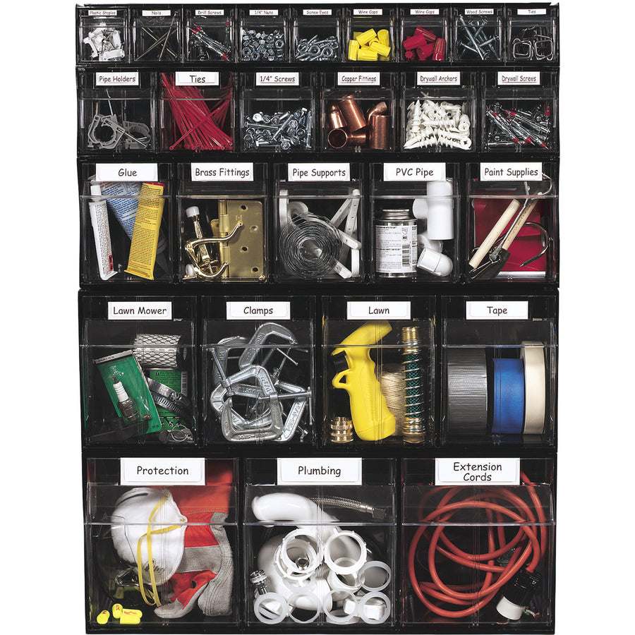 Deflecto Tilt Bin Interlocking Multi-Bin Storage Organizer - 4 Compartment(s) - 8.13" Height x 23.63" Width x 6.62" Dept