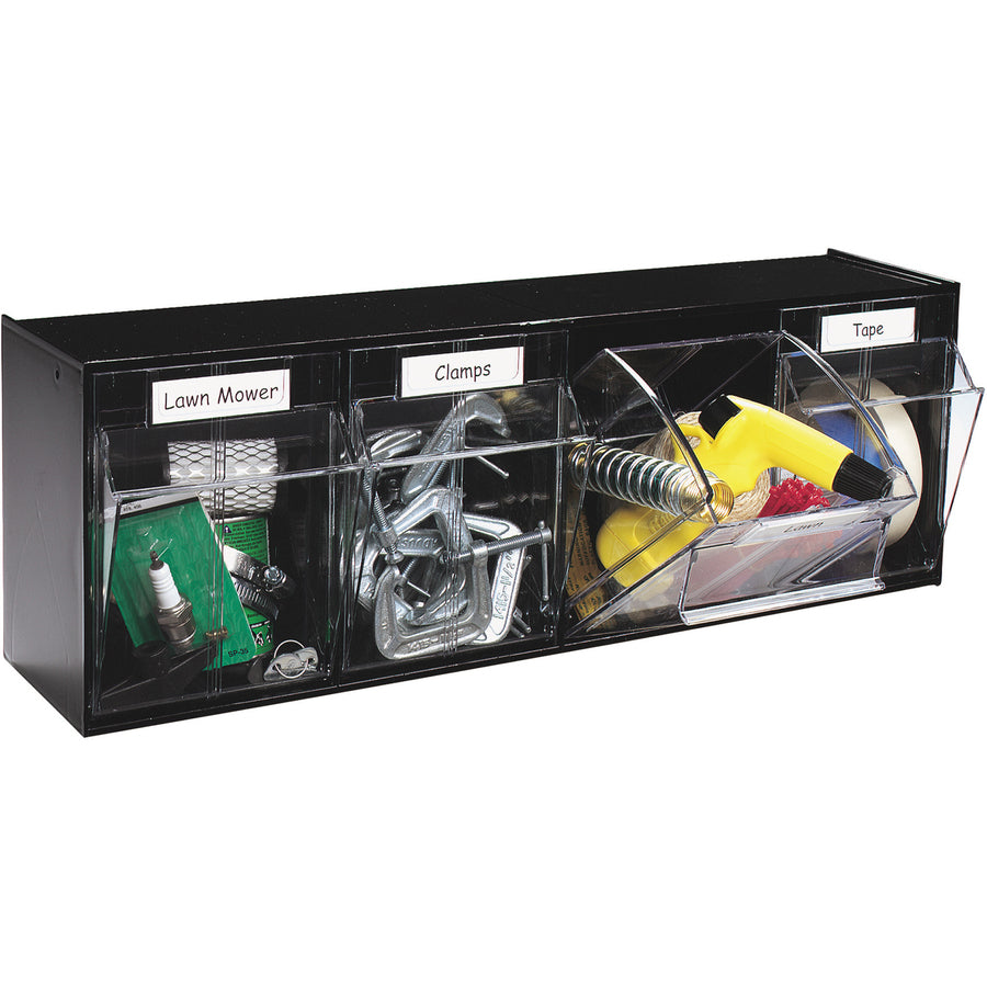 Deflecto Tilt Bin Interlocking Multi-Bin Storage Organizer - 4 Compartment(s) - 8.13" Height x 23.63" Width x 6.62" Dept