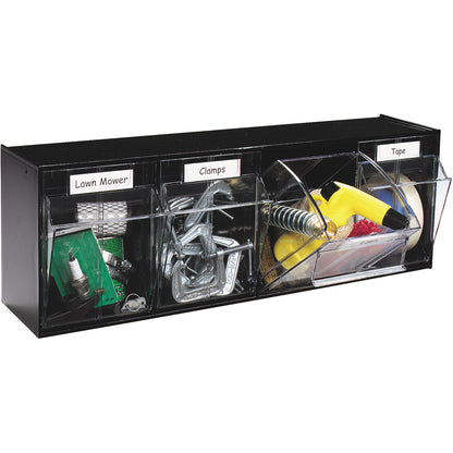 Deflecto Tilt Bin Interlocking Multi-Bin Storage Organizer - 4 Compartment(s) - 8.13" Height x 23.63" Width x 6.62" Dept