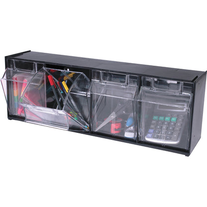 Deflecto Tilt Bin Interlocking Multi-Bin Storage Organizer - 4 Compartment(s) - 8.13" Height x 23.63" Width x 6.62" Dept