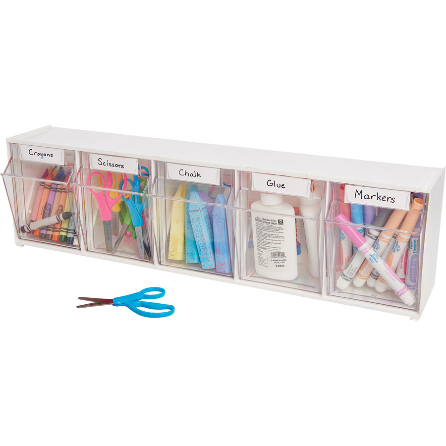 Deflecto Tilt Bin Interlocking Multi-Bin Storage Organizer - 5 Compartment(s) - 6.50" Height x 23.63" Width x 5.25" Dept
