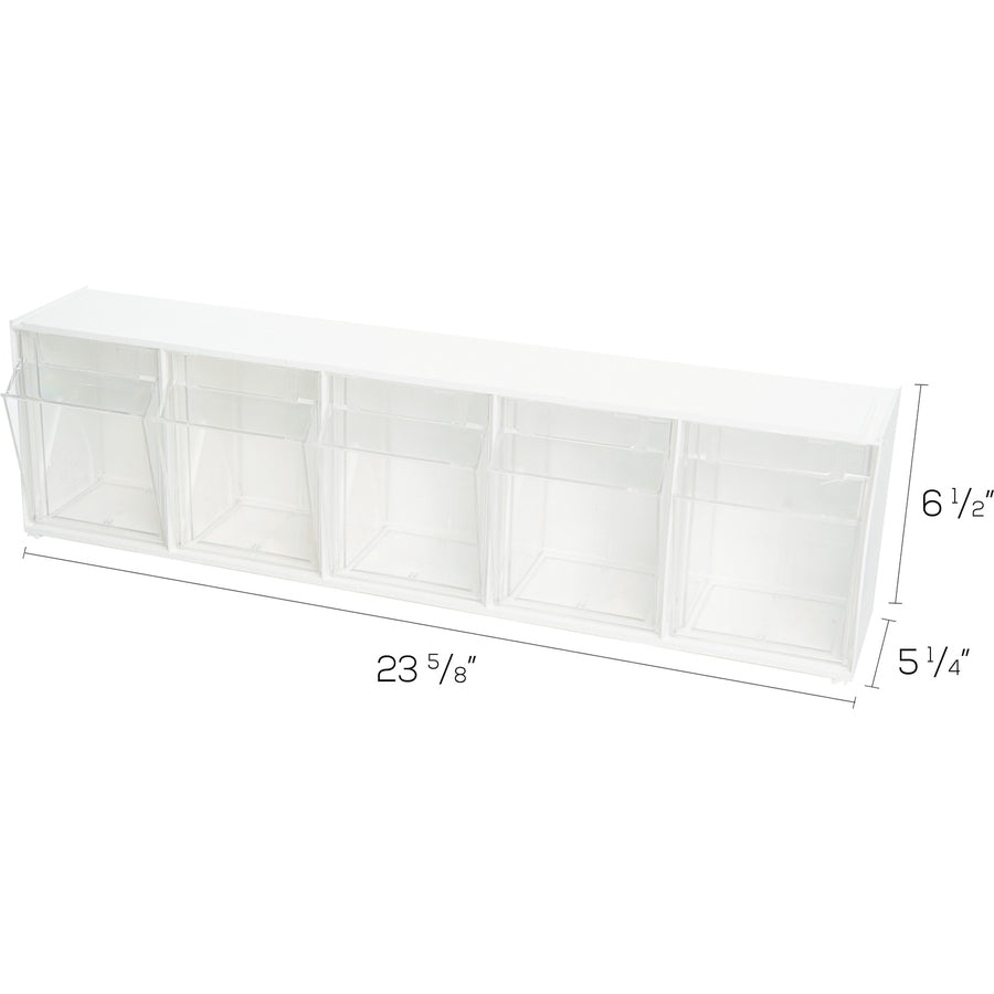 Deflecto Tilt Bin Interlocking Multi-Bin Storage Organizer - 5 Compartment(s) - 6.50" Height x 23.63" Width x 5.25" Dept