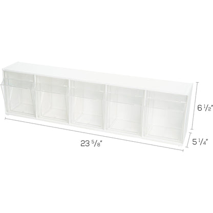 Deflecto Tilt Bin Interlocking Multi-Bin Storage Organizer - 5 Compartment(s) - 6.50" Height x 23.63" Width x 5.25" Dept