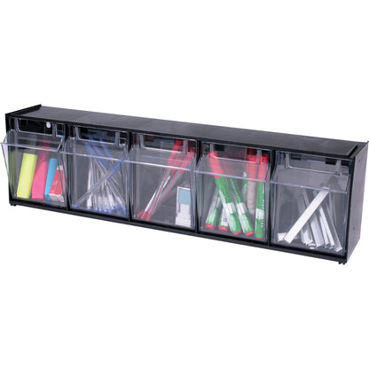 Deflecto Tilt Bin Interlocking Multi-Bin Storage Organizer - 5 Compartment(s) - 6.50" Height x 23.63" Width x 5.25" Dept