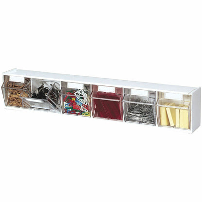 Deflecto Tilt Bin Interlocking Multi-Bin Storage Organizer - 6 Compartment(s) - 4.50" Height x 23.63" Width x 3.62" Dept
