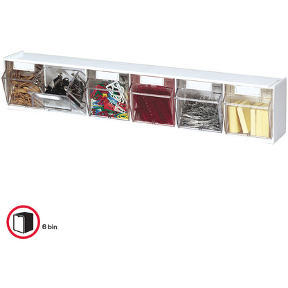 Deflecto Tilt Bin Interlocking Multi-Bin Storage Organizer - 6 Compartment(s) - 4.50" Height x 23.63" Width x 3.62" Dept