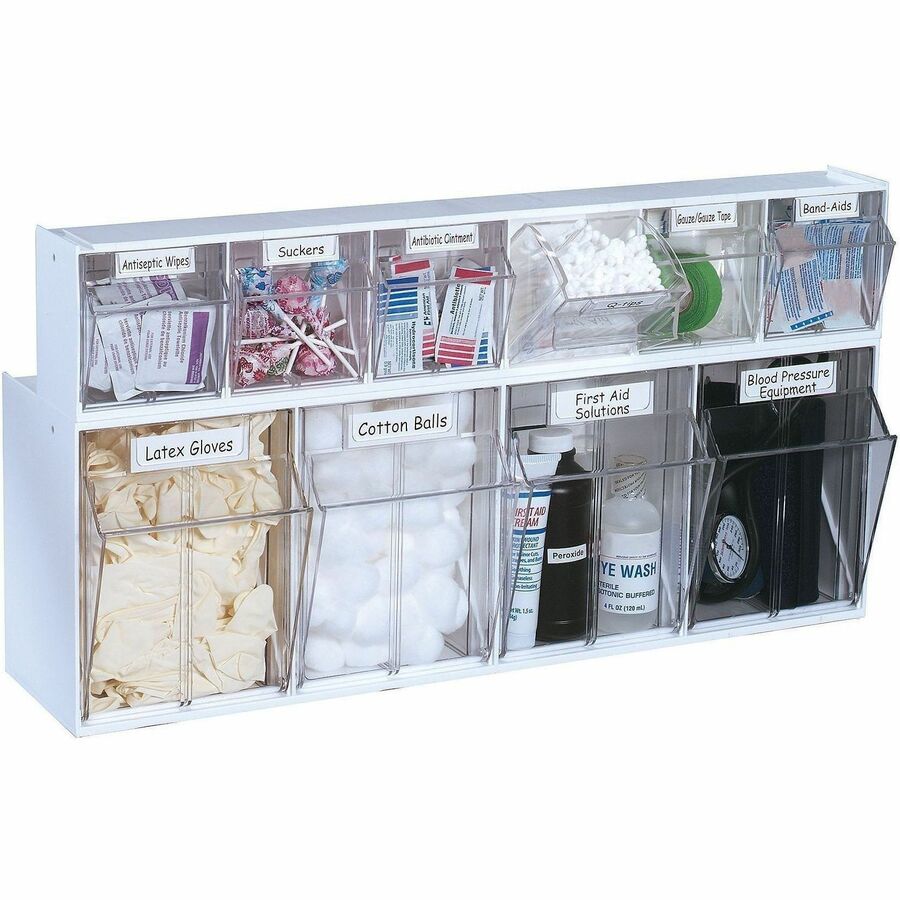 Deflecto Tilt Bin Interlocking Multi-Bin Storage Organizer - 6 Compartment(s) - 4.50" Height x 23.63" Width x 3.62" Dept