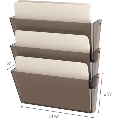 Deflecto Unbreakable DocuPocket - 3 Pocket(s) - 6.50" Height x 14.50" Width x 3" Depth - Unbreakable - Smoke - Plastic -