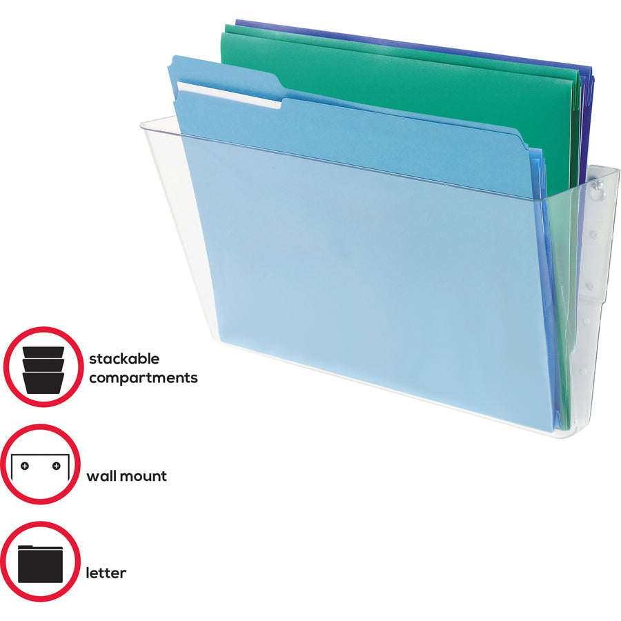 Deflecto EZ Link Stackable DocuPocket - 1 Compartment(s) - 7" Height x 13" Width x 4" Depth - Stackable - Clear - Plasti